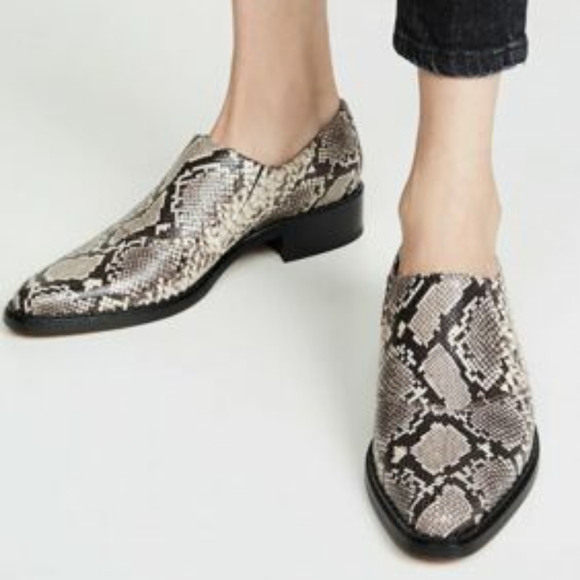 Vince | Delmar Embossed Snake Loafers in Natural, Black - Picture 9 of 9
